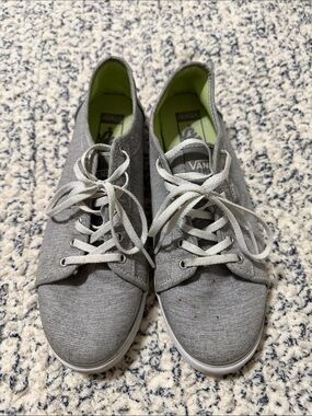 Vans Women’s Low-Top Canvas Sneakers in Gray with Lime Insoles
